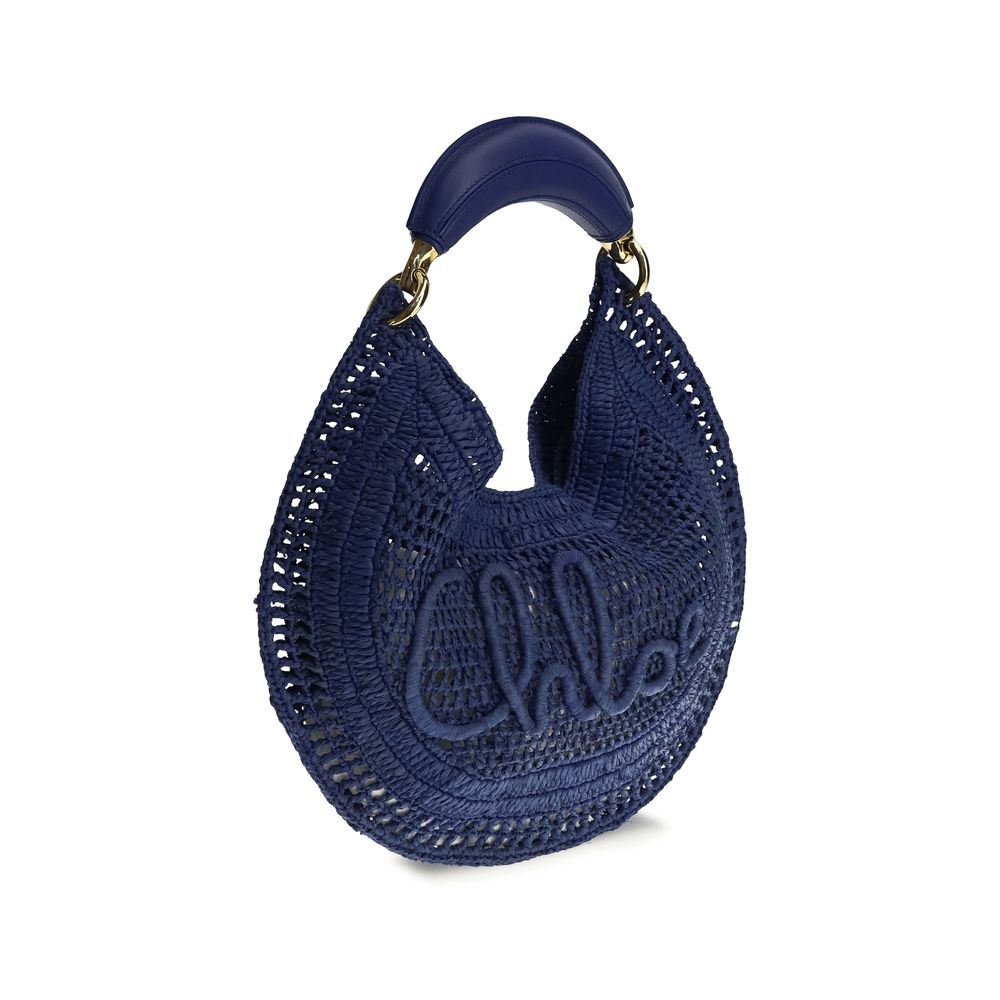 Chloé Blue Raffia The Summer Banana Shoulder Bag