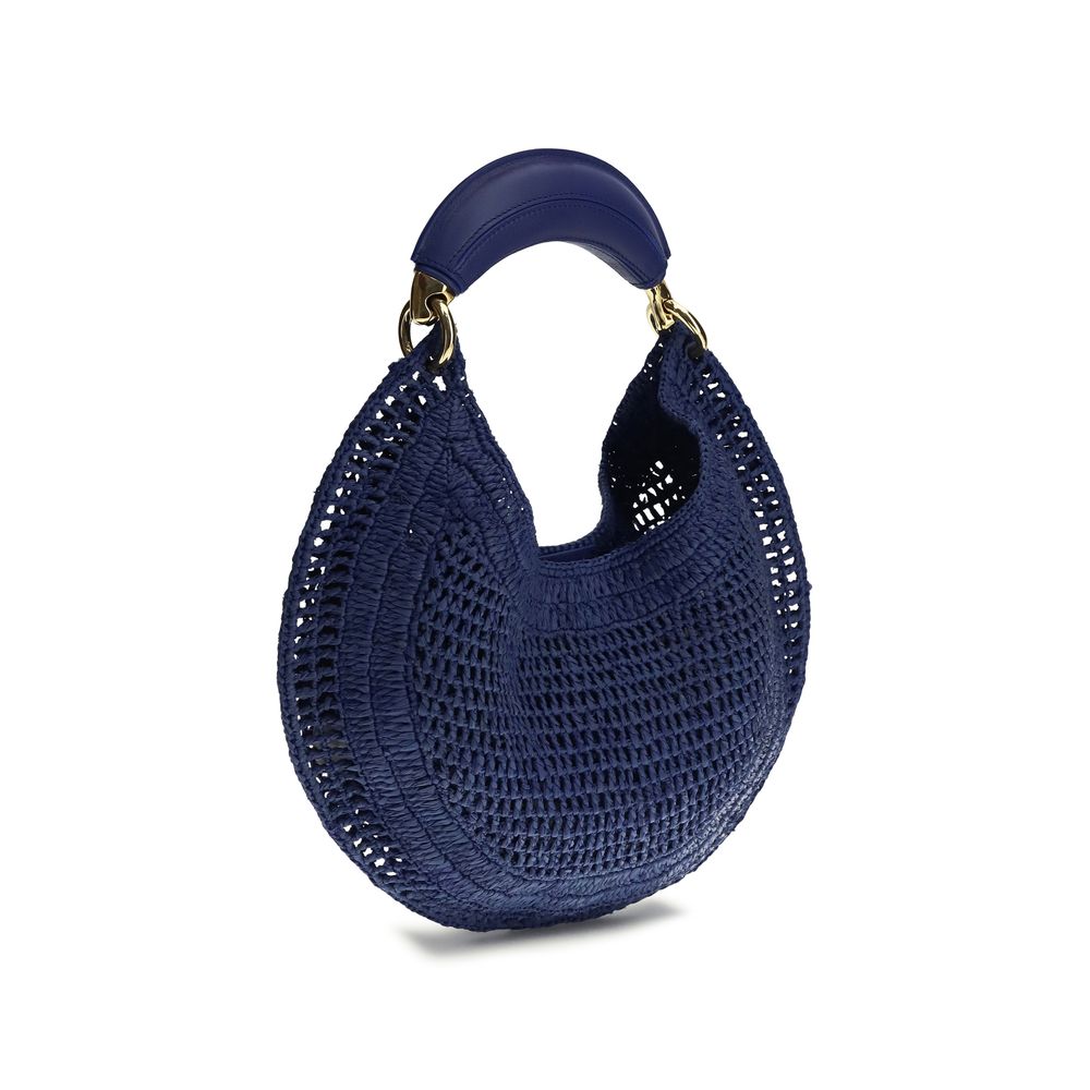 Chloé Blue Raffia The Summer Banana Shoulder Bag