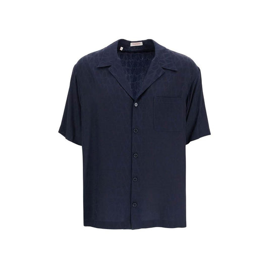 Valentino Blue Silk Pattern Shirt