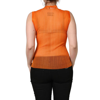 Dolce & Gabbana Orange See Through Crew Neck Blouse Tank Top