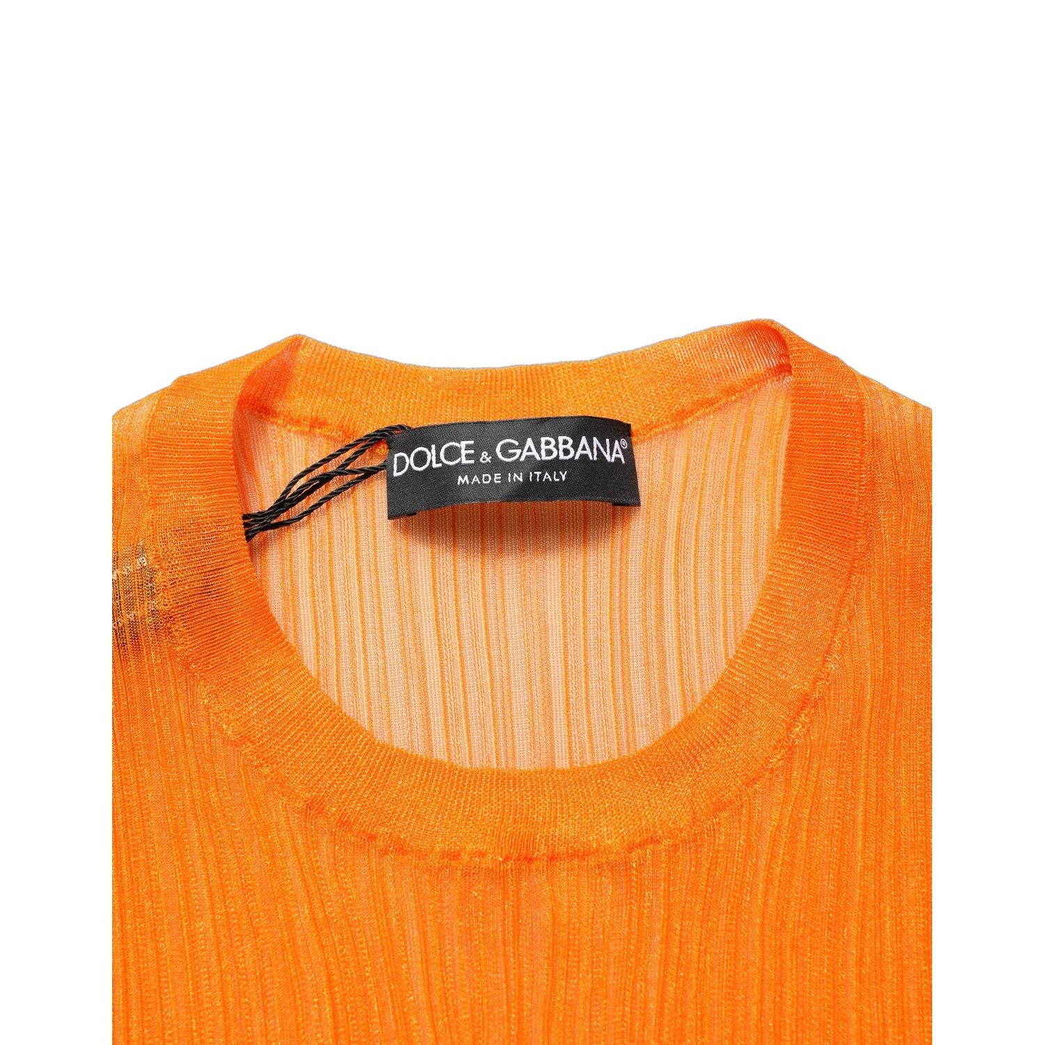Dolce & Gabbana Orange See Through Crew Neck Blouse Tank Top