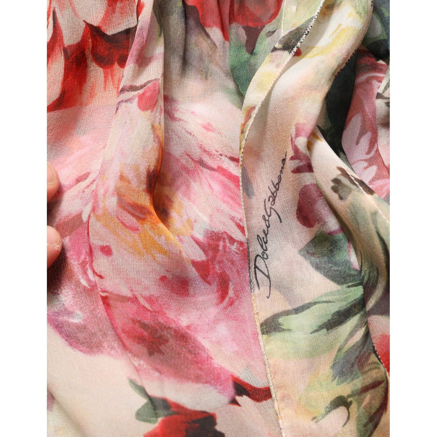 Dolce & Gabbana Multicolor Floral Tie-Neck Silk Chiffon Blouse Top