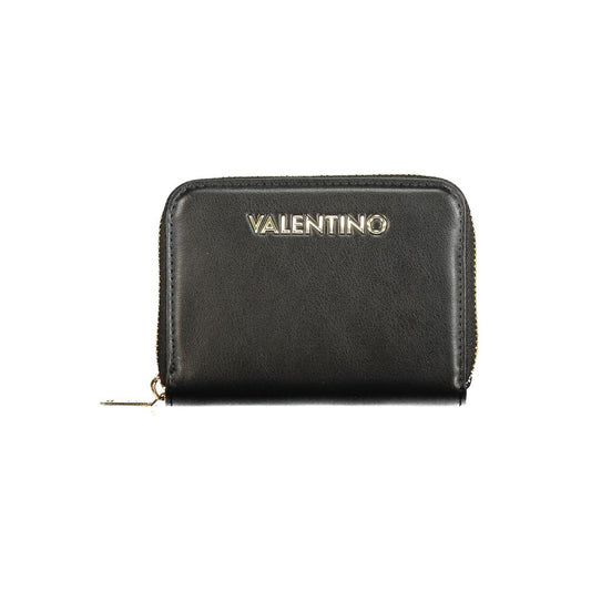 Mario Valentino Nero Poliuretano Womens Wallet with Zip Closure and Card Spaces
