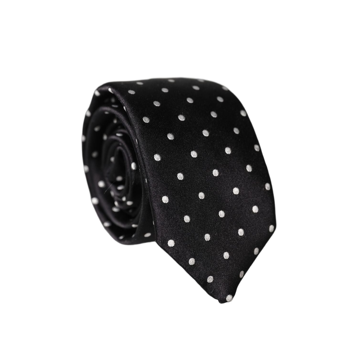 Dolce & Gabbana Black White Polka Dots Silk Adjustable Men Necktie Tie