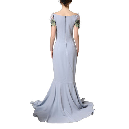 Dolce & Gabbana Light Blue Hydrangea Embellished Cap Sleeve Dress