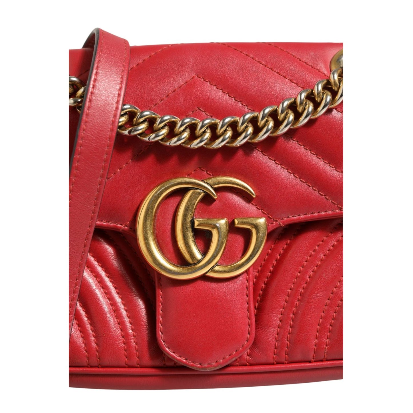 Gucci Marmont Small Shoulder Bag in Rosso Ancora Red Leather