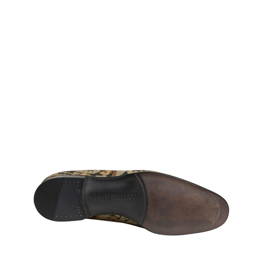 Dolce & Gabbana Gold Brocade Slip On Men Dress Loafers Shoes