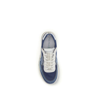 Premiata Blue Calf Leather Bos Taurus Low Top Sneakers