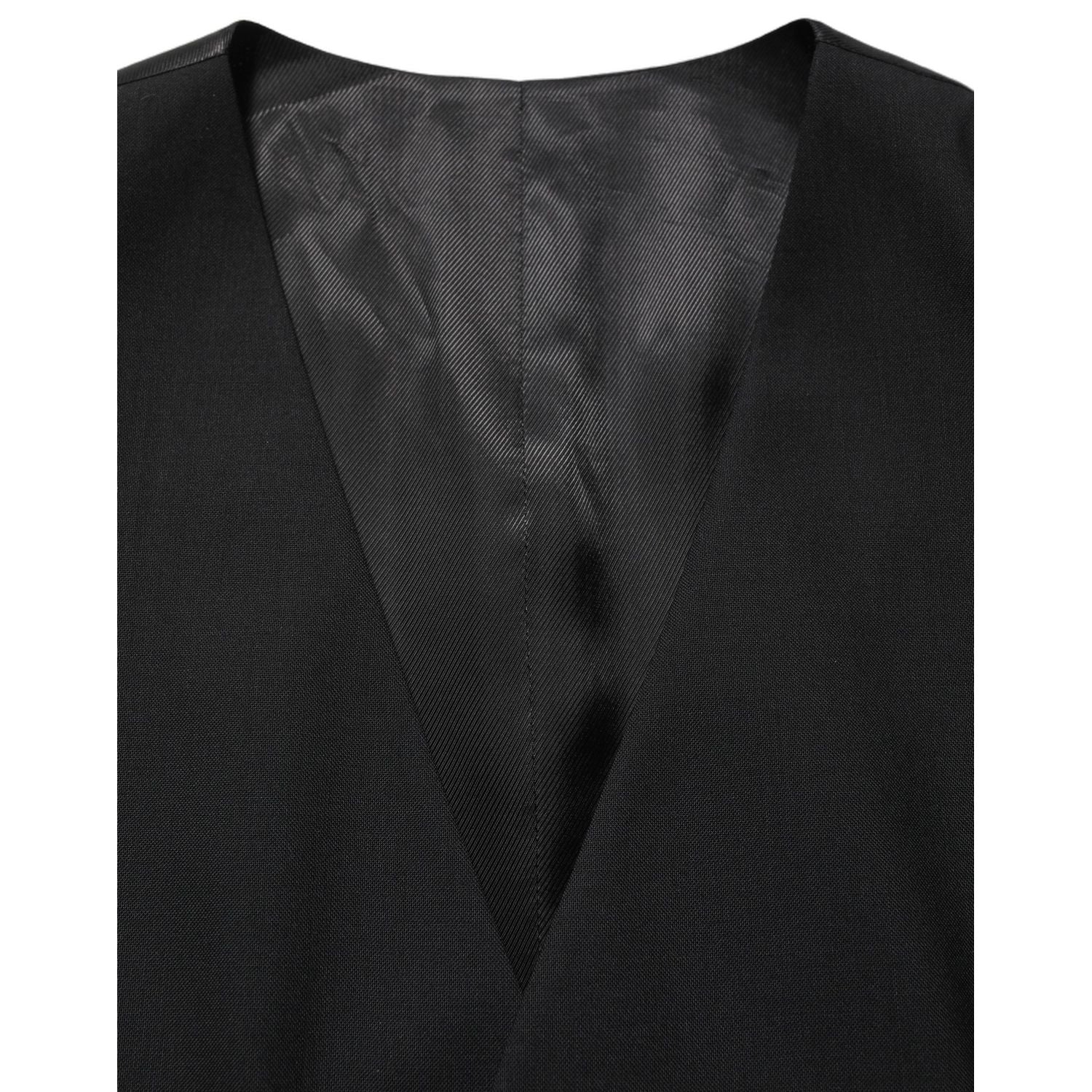 Dolce & Gabbana Black Wool Single Breasted Waistcoat Vest