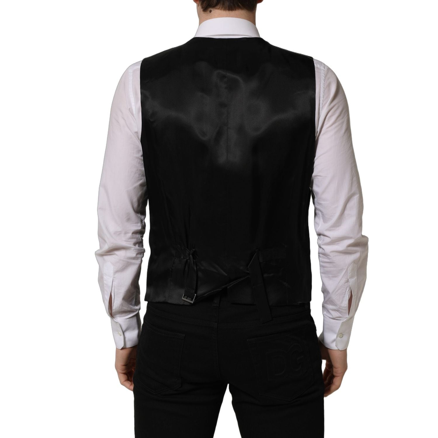 Dolce & Gabbana Black Wool Single Breasted Waistcoat Vest