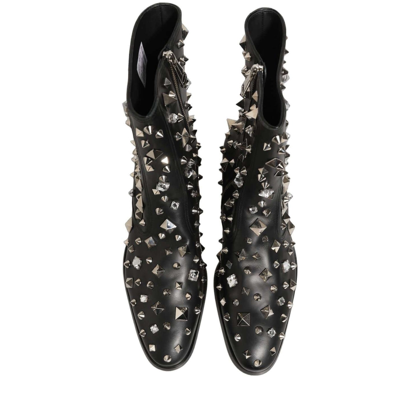 Dolce & Gabbana Black Crystal Embellished Short Boots Shoes