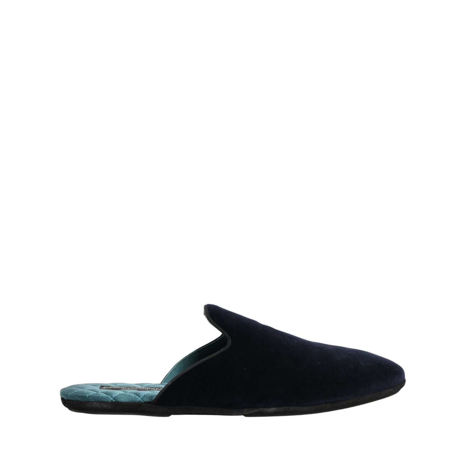 Dolce & Gabbana Dark Blue Suede Slides Flat Slipper Men Shoes