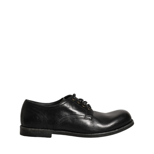 Dolce & Gabbana Black Leather Men Derby Dress Formal Shoes