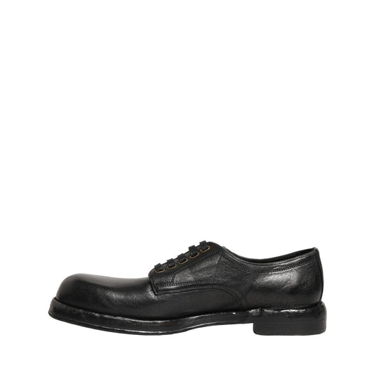 Dolce & Gabbana Black Leather Lace Up Derby Dress Men Shoes