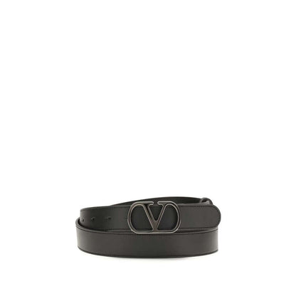 Valentino Garavani Black Calf Leather Bos Taurus Regular Belt