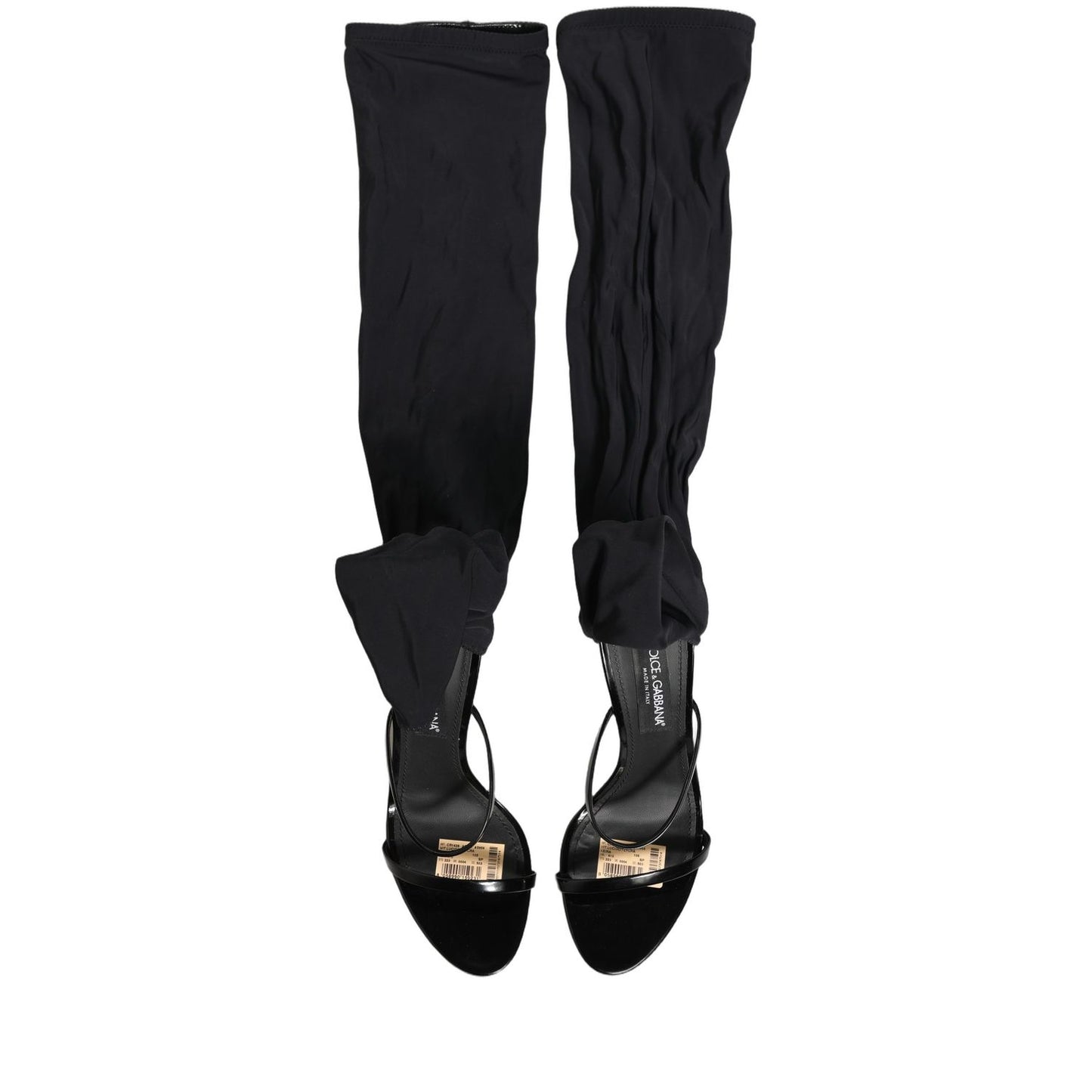 Dolce & Gabbana Stiletto Sandals Socks Knee High Boots Black