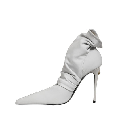 Dolce & Gabbana Gray Stretch Socks Heels Ankle Boots Shoes