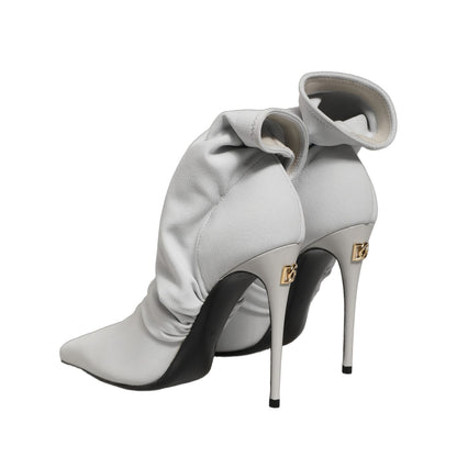 Dolce & Gabbana Gray Stretch Socks Heels Ankle Boots Shoes