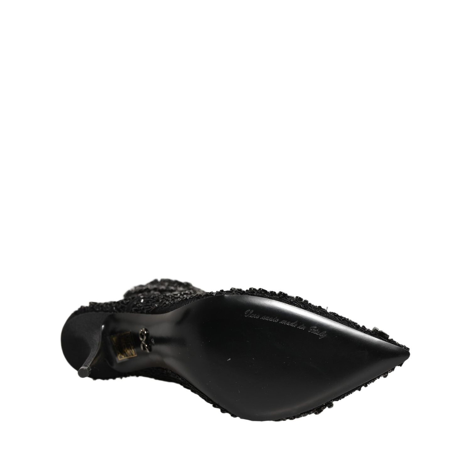 Dolce & Gabbana Black Embellished Mesh Ankle Boots Shoes