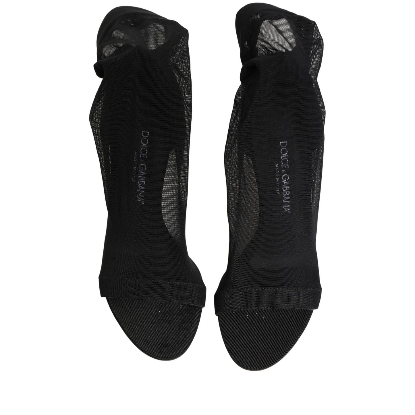 Dolce & Gabbana Black Nylon Mesh Sock Style Boots Shoes