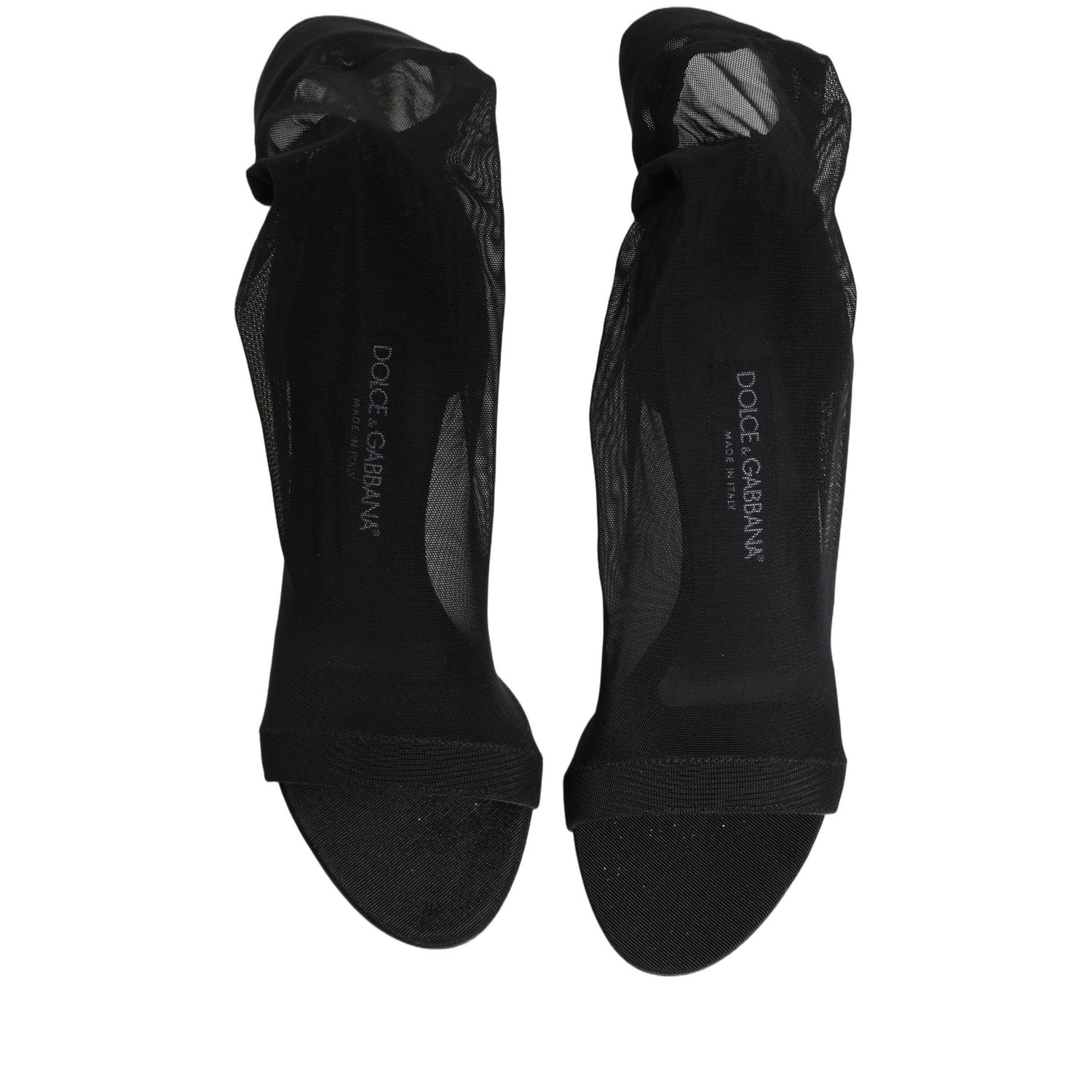 Dolce & Gabbana Black Nylon Mesh Sock Style Boots Shoes