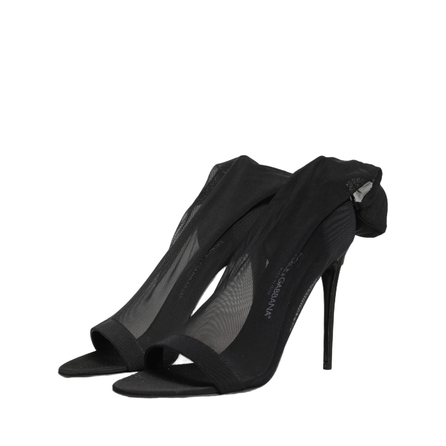 Dolce & Gabbana Black Nylon Mesh Sock Style Boots Shoes