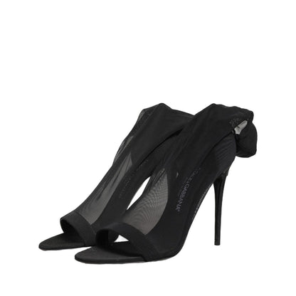 Dolce & Gabbana Black Nylon Mesh Sock Style Boots Shoes