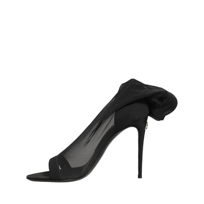Dolce & Gabbana Black Nylon Mesh Sock Style Boots Shoes