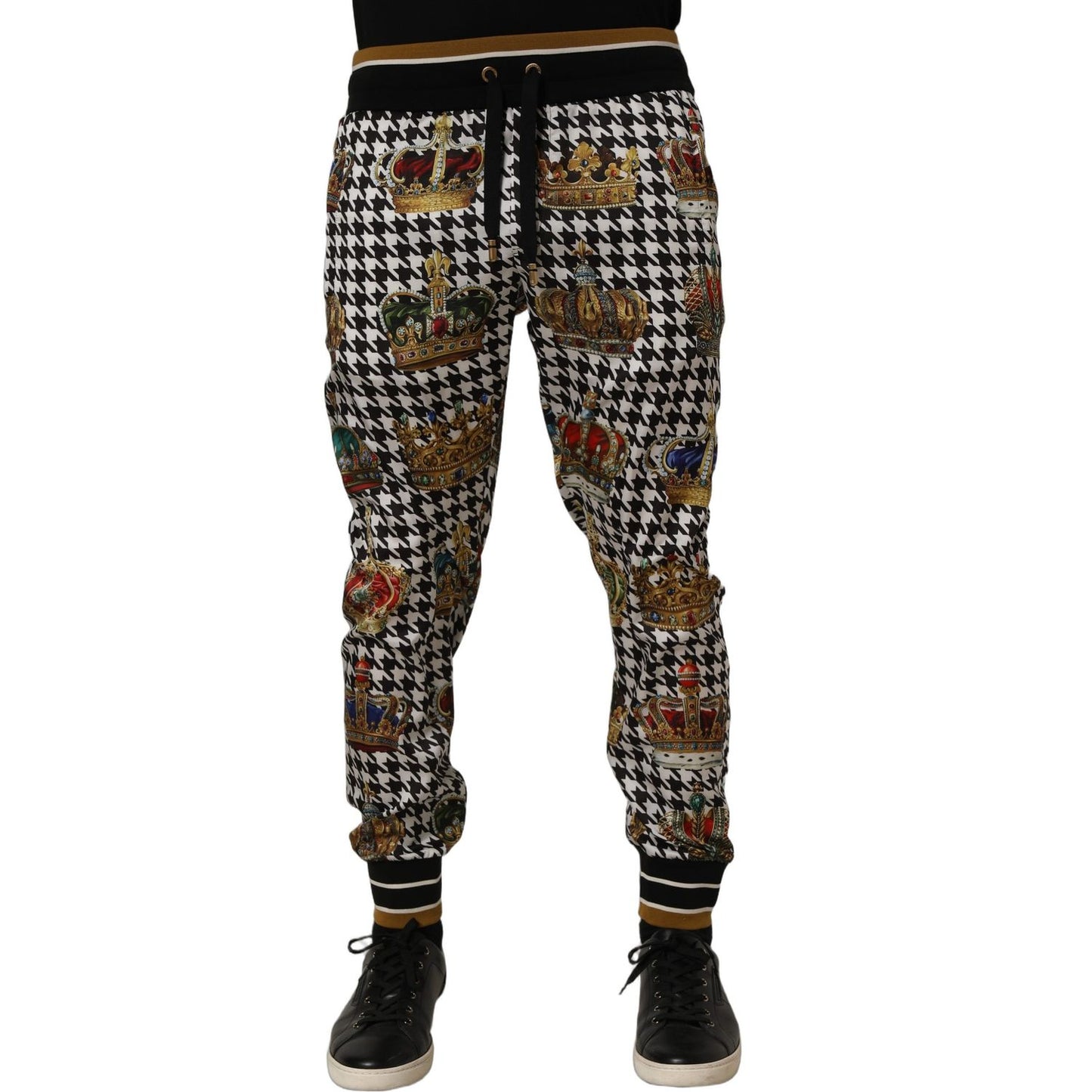 Dolce & Gabbana Multicolor Houndstooth Crown Men Sweatpants Pants