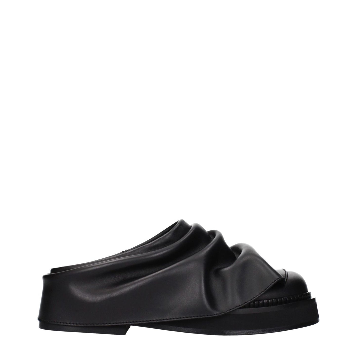 The Attico Black Leather Slippers