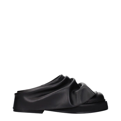 The Attico Black Leather Slippers