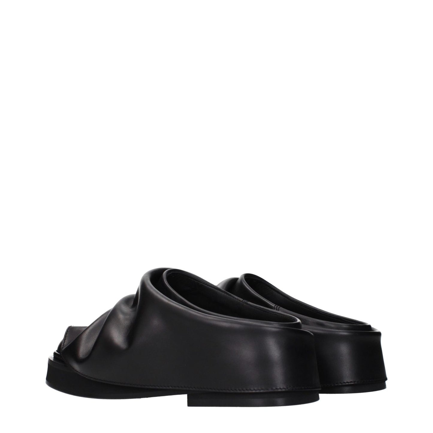 The Attico Black Leather Slippers