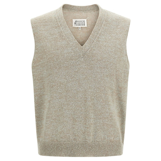 Maison Margiela Beige Cotton Sleeveles Sweater