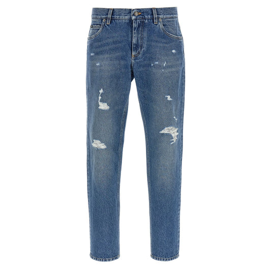 Dolce & Gabbana Blue Cotton Straight-Leg Jeans