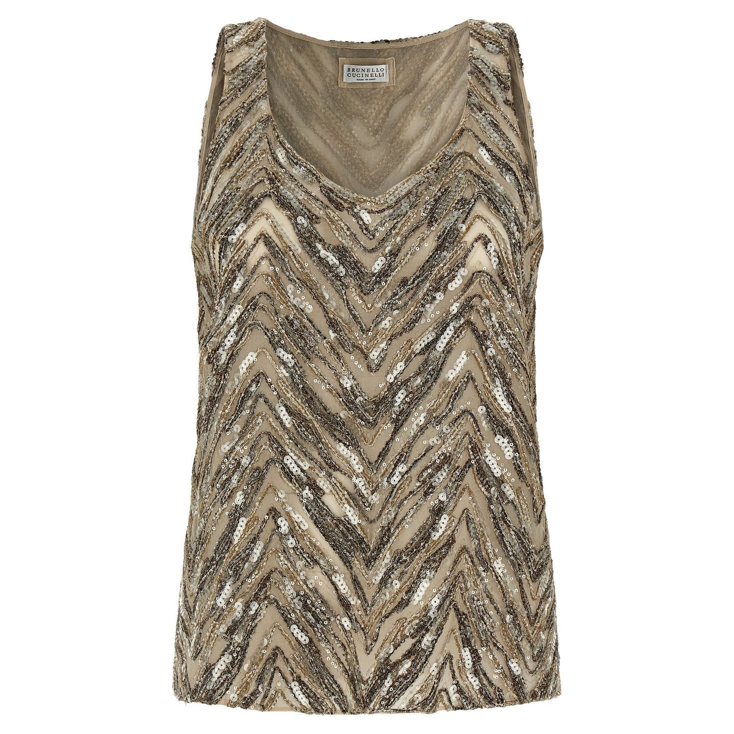 Brunello Cucinelli Beige Silk Tank Tops