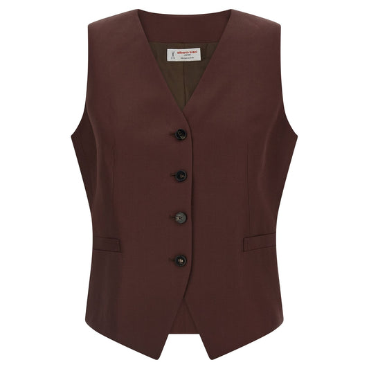 Alberto Biani Brown Viscose Sleeveless Jacket