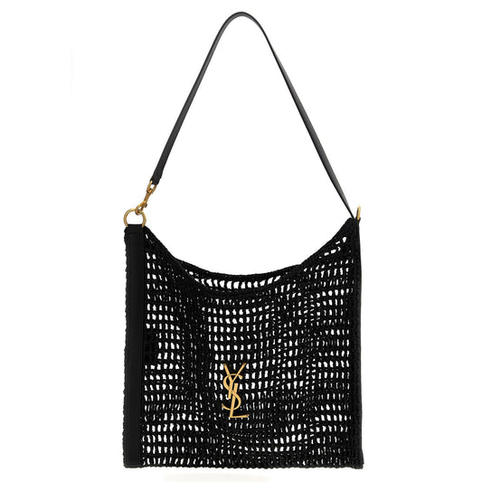 Saint Laurent Black Raffia Shoulder Bag