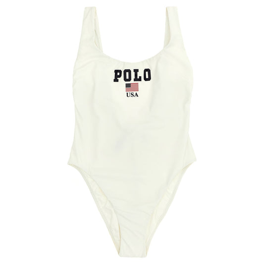 Polo Ralph Lauren White Nylon One-Piece Swimsuit