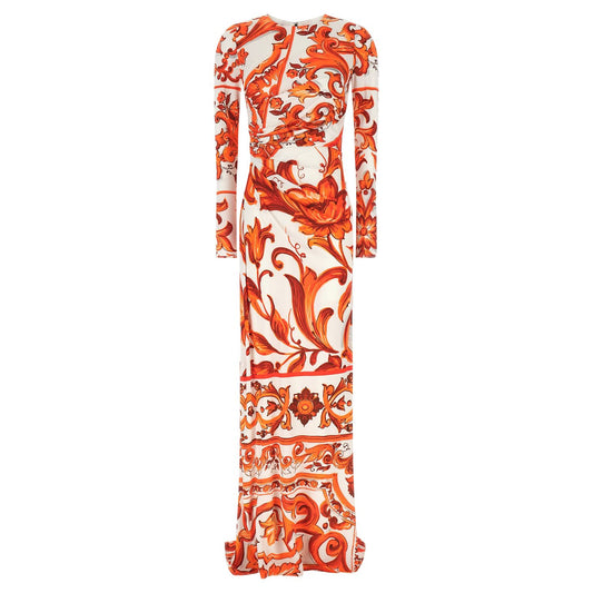 Dolce & Gabbana Orange Viscose Long Dress