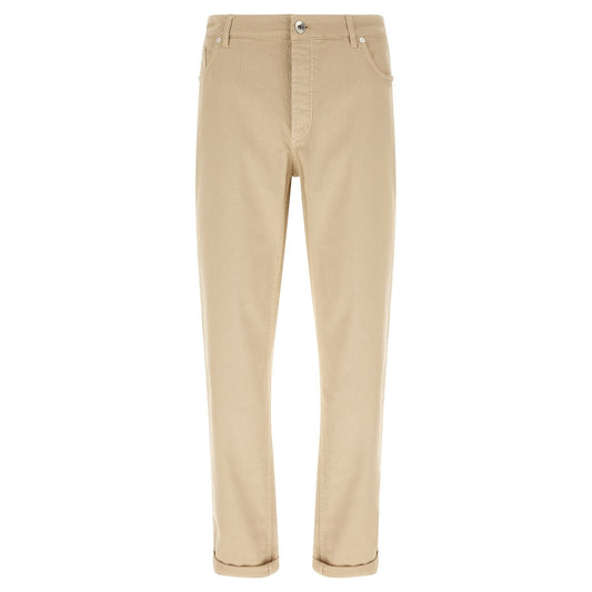 Brunello Cucinelli Beige Cotton Tapered Jeans