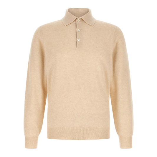 Brunello Cucinelli Beige Cashmere Polo Shirt