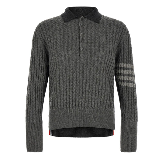 Thom Browne Gray Virgin Wool Polo Shirt