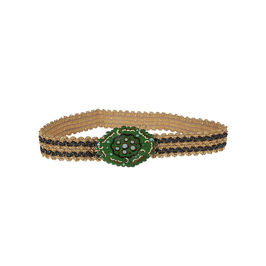 Exquisite J Striped raffia belt