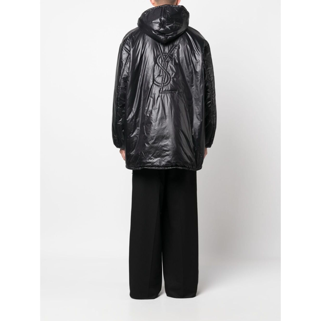 Saint Laurent Cassandre logo-embossed hooded raincoat