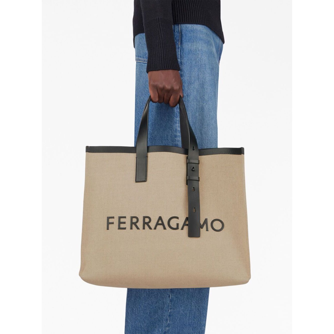 Ferragamo logo-embossed leather tote bag
