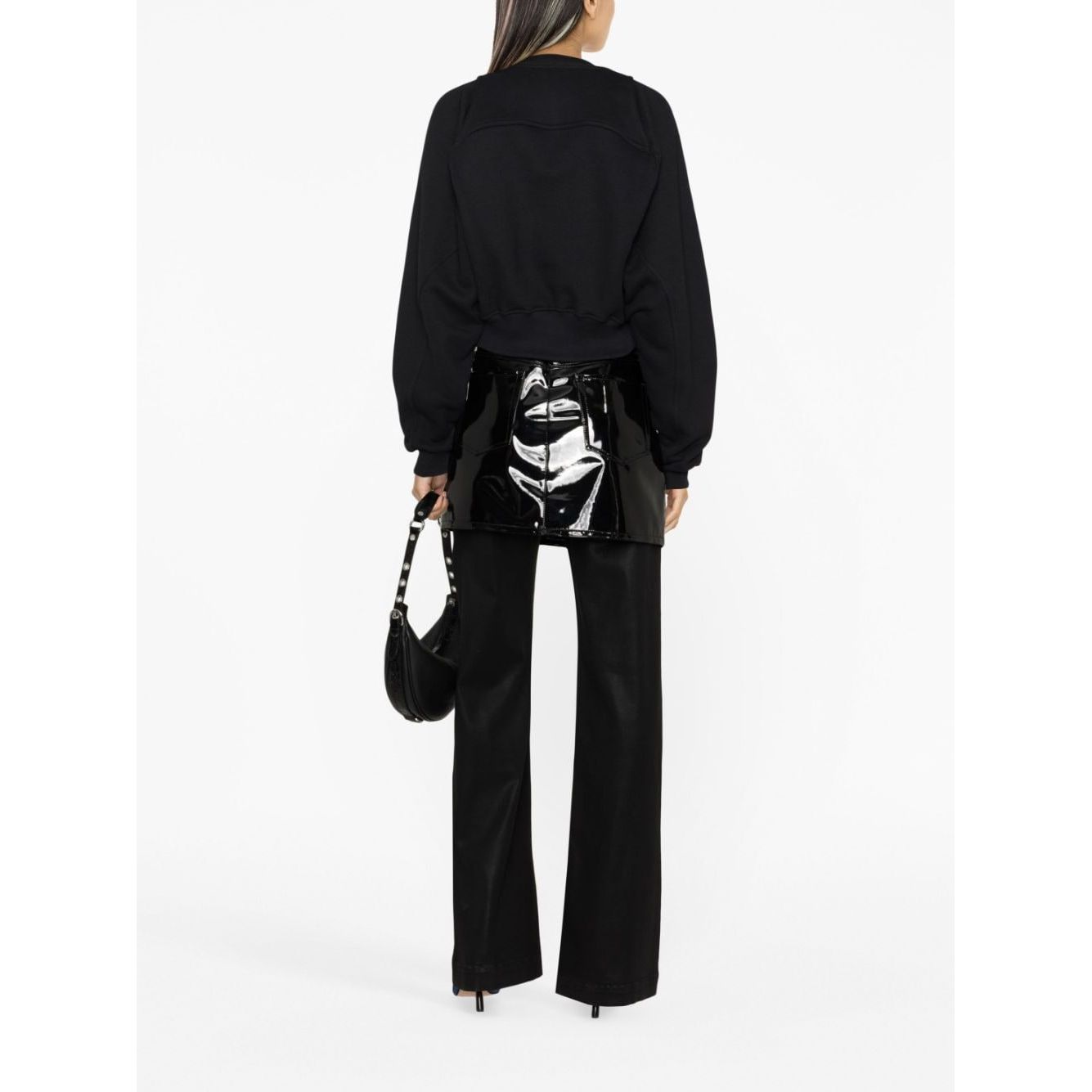 Off White Printed Crop Sweatshirt Topwear
