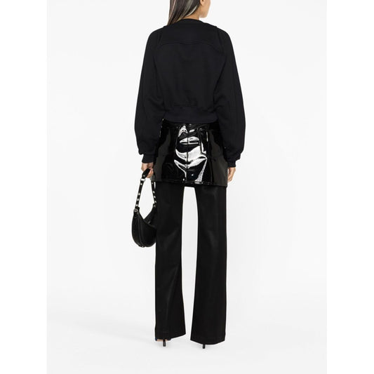 Off White Printed Crop Sweatshirt Topwear