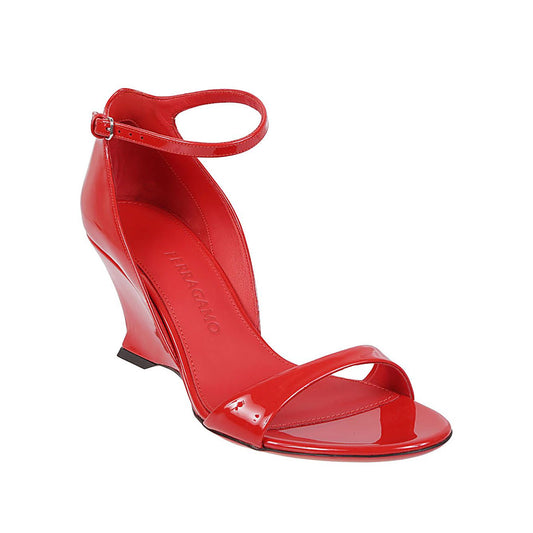 Ferragamo leather wedge sandals with open toe