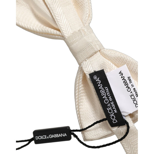 Dolce & Gabbana Men White 100% Silk Adjustable Neck Papillon Bow Tie