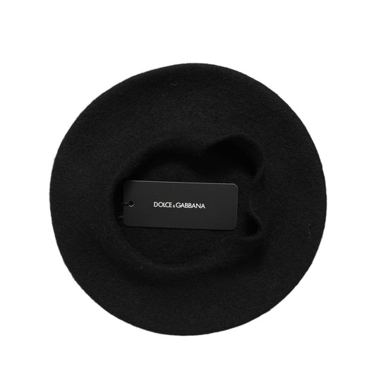 Dolce & Gabbana Black Wool French Style Beret Capello Hat